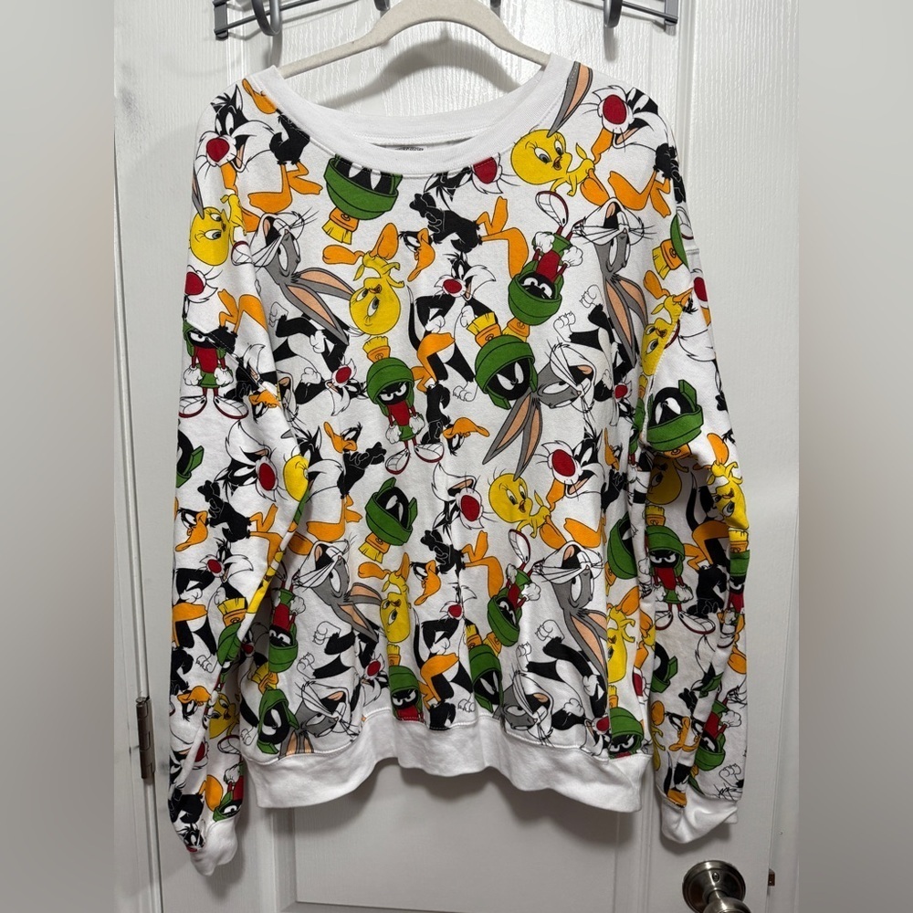 Looney Tunes Crewneck Sweatshirt Unisex White XL colorful‎ retro soft